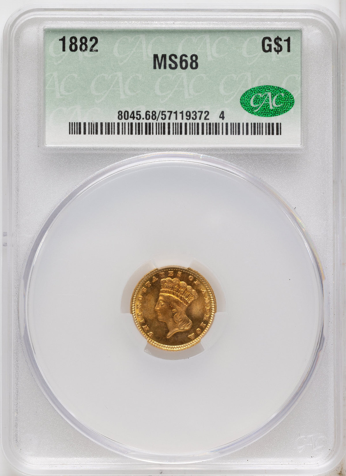 1882 G$1 Gold Dollar CACG MS68