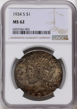 1934-S Peace Dollar NGC MS62