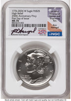 2026-W Palladium Eagle 1 oz Uncirculated FDI Ron Harrigal America 250 NGC MS70
