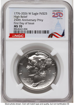 2026-W Palladium Eagle 1 oz Uncirculated FDI America 250 Congress Building Label NGC MS70