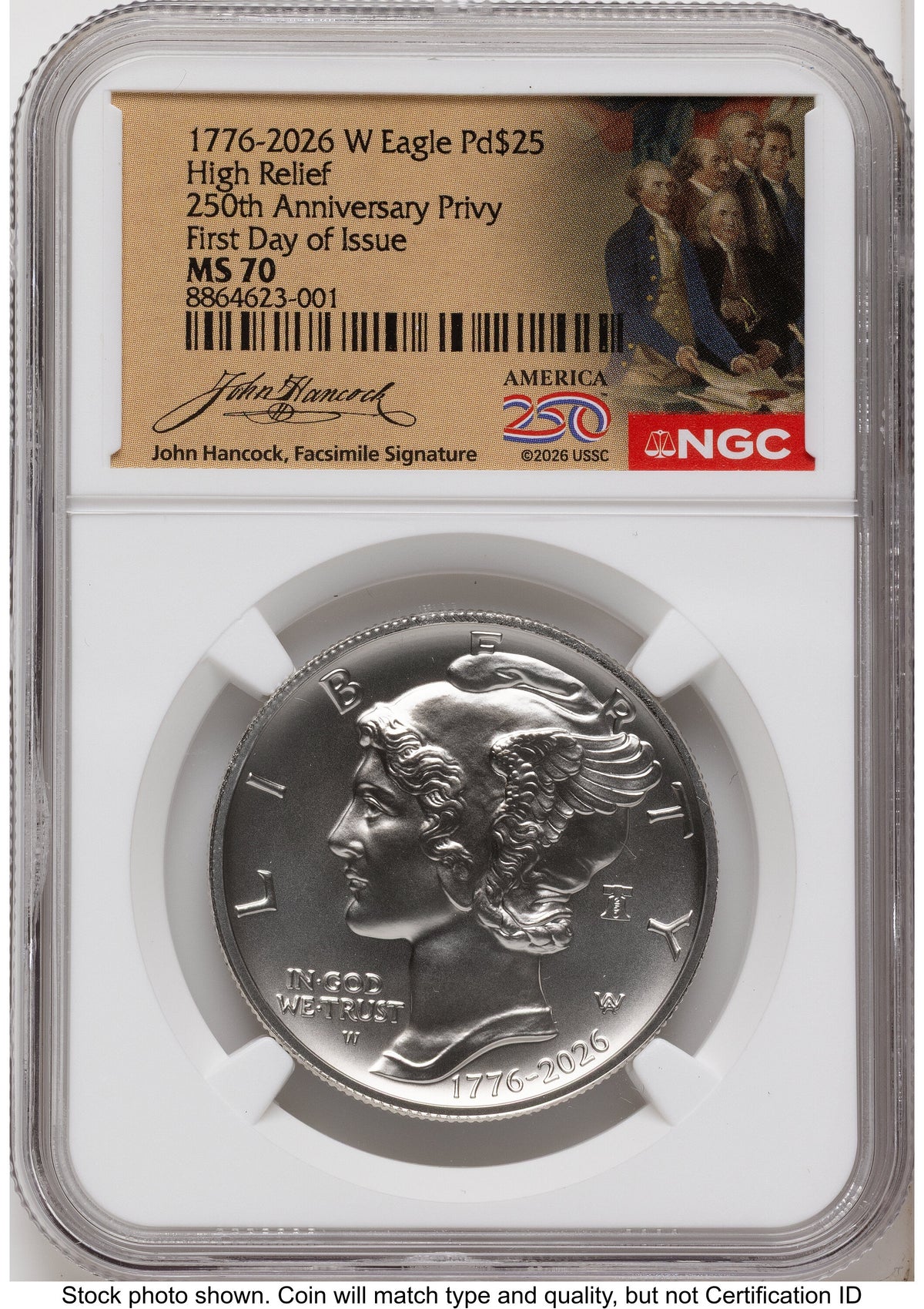 2026-W Palladium Eagle 1 oz Uncirculated FDI America 250 John Hancock Label NGC MS70