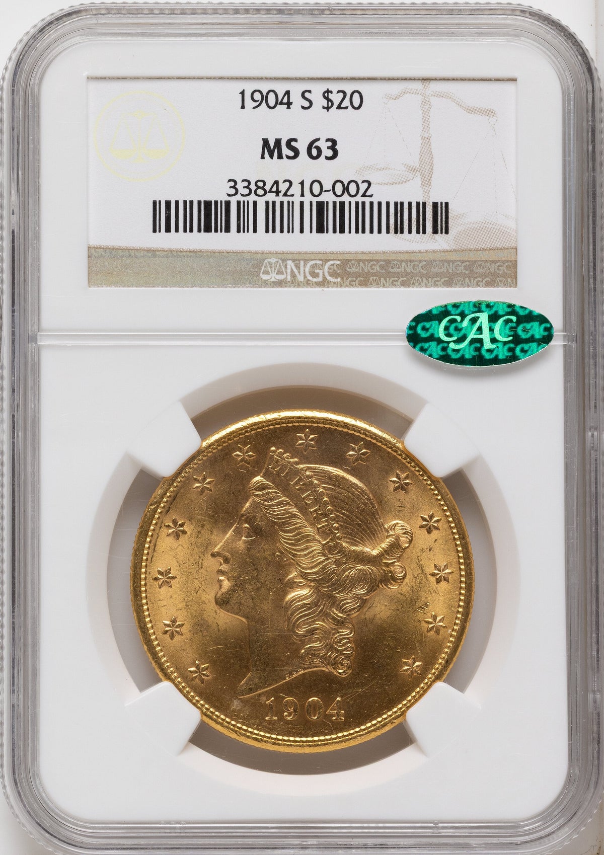 1904-S $20 CAC Liberty Double Eagle NGC MS63