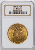 1898 $20 Liberty Double Eagle NGC MS63