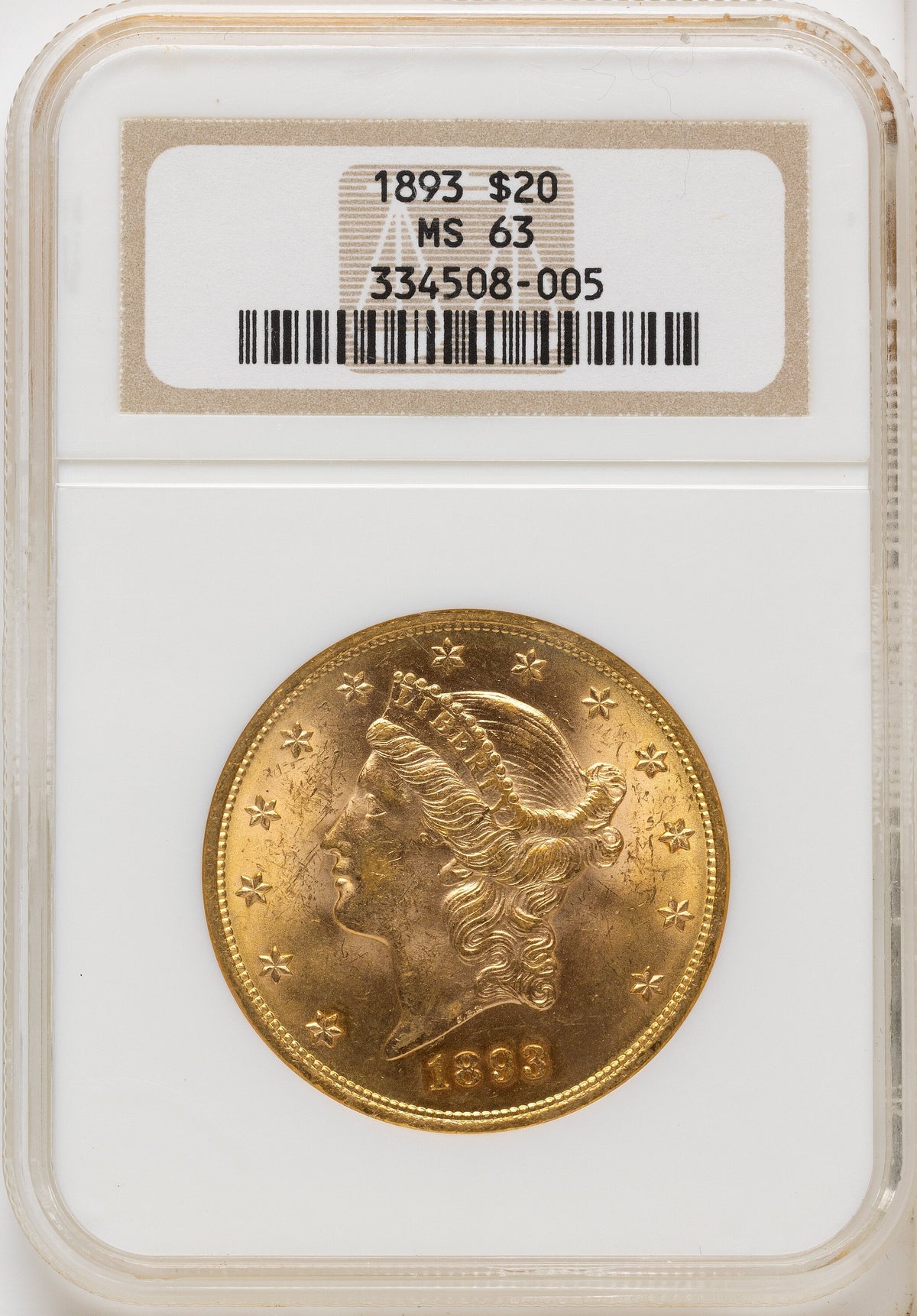 1893 $20 Liberty Double Eagle NGC MS63
