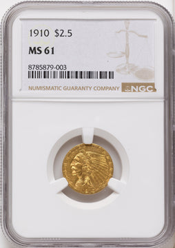 1910 $2.50 Indian Quarter Eagle NGC MS61