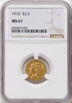 1910 $2.50 Indian Quarter Eagle NGC MS61