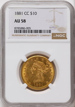 1881-CC $10 Liberty Eagle NGC AU58