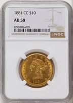 1881-CC $10 Liberty Eagle NGC AU58