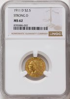 1911-D $2.50 Indian Quarter Eagle NGC MS62