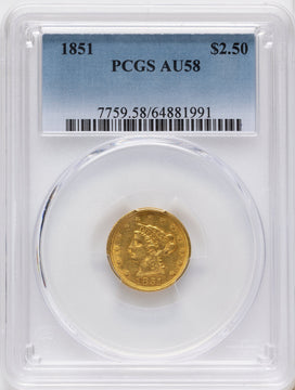 1851 $2.50 Liberty Quarter Eagle PCGS AU58