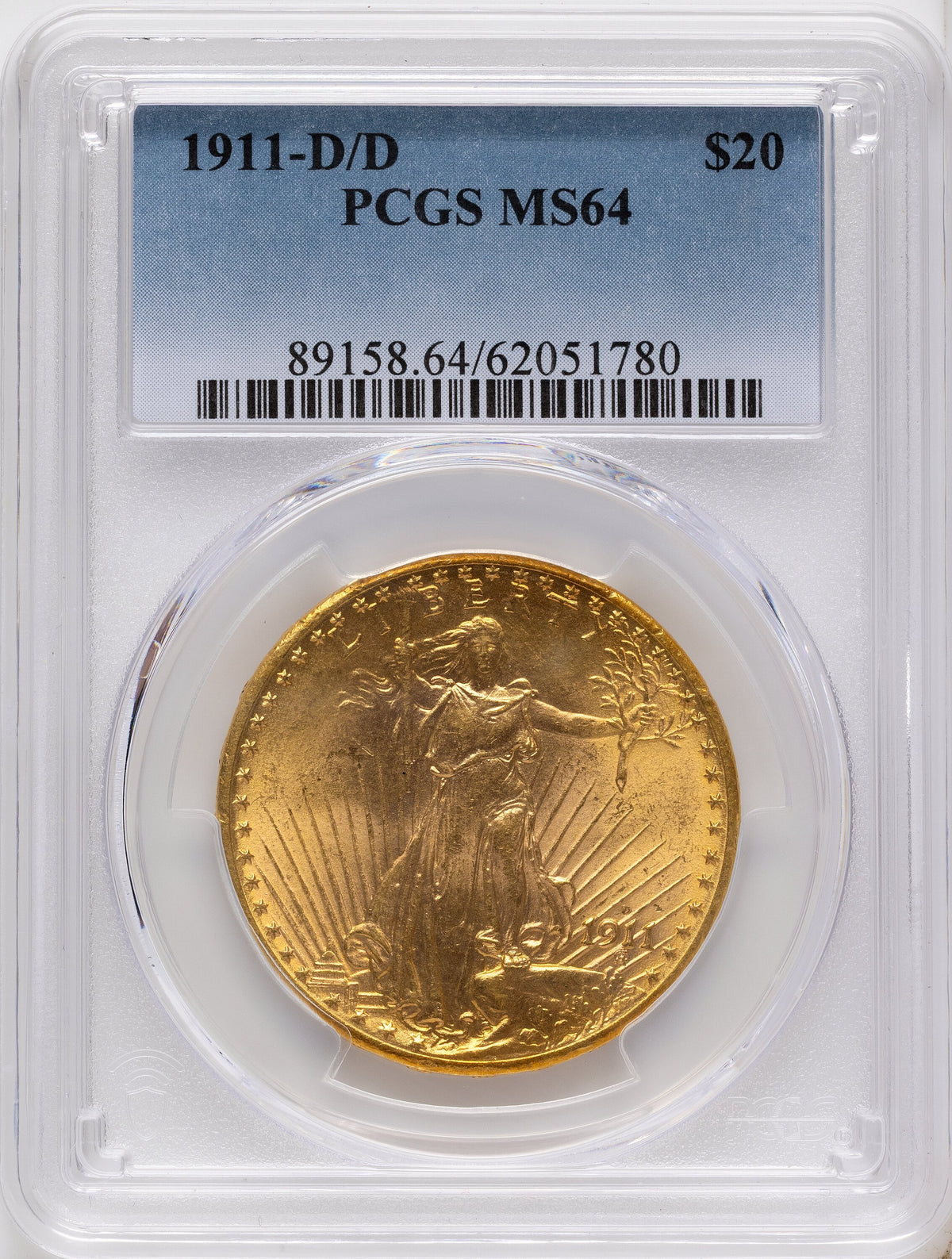 1911-D/D $20 Saint-Gaudens Double Eagle PCGS MS64