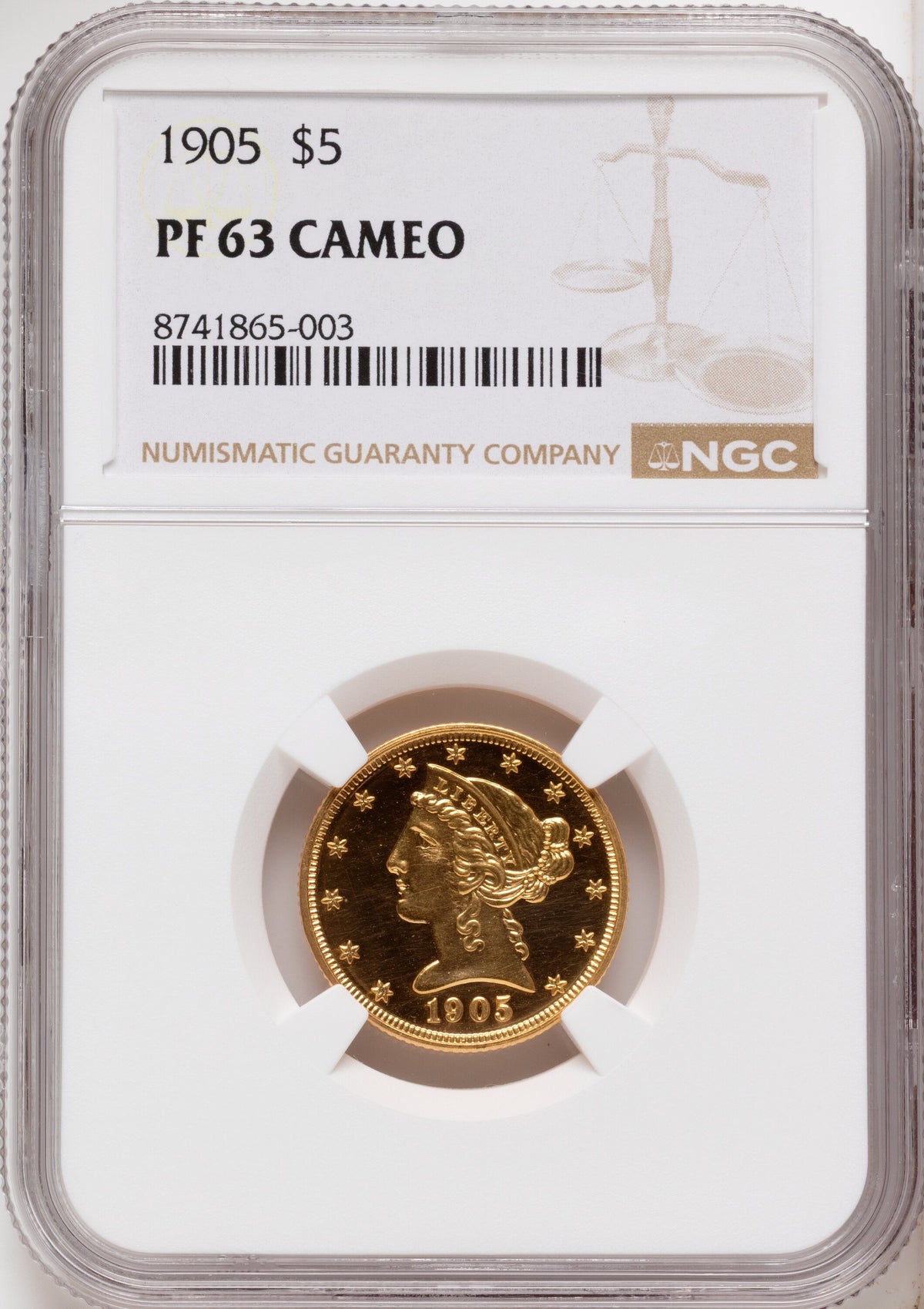1905 $5 CA Proof Liberty Half Eagle NGC PR63