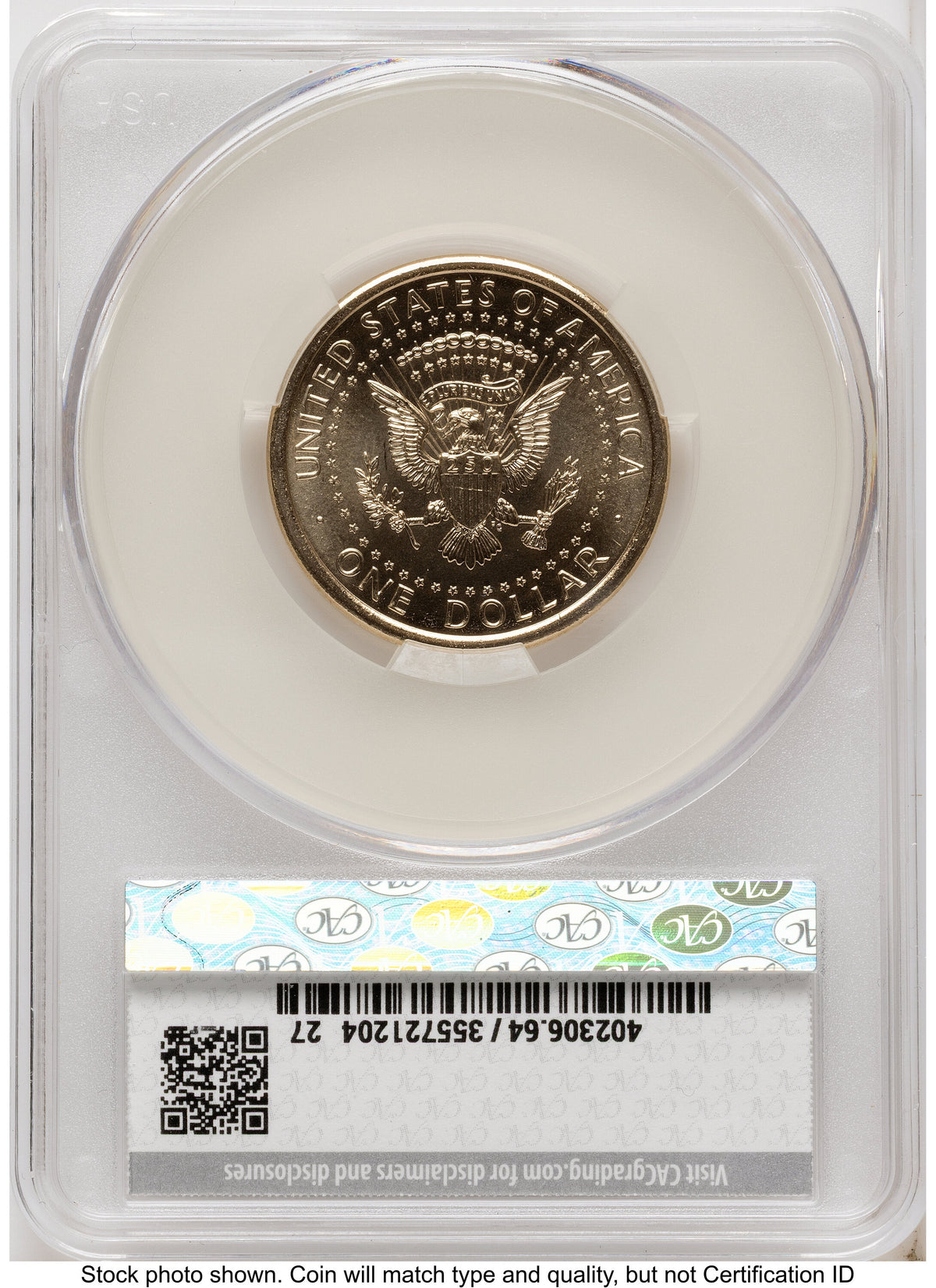 2026 Semiquincentennial President Donald J. Trump $1 (Privy Mark) First Day of Delivery America 250 Eagle with Banner Label CACG MS64