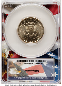 2026 Semiquincentennial President Donald J. Trump $1 (Privy Mark) Advanced Delivery Ron Drzewucki Flag Core CACG MS65
