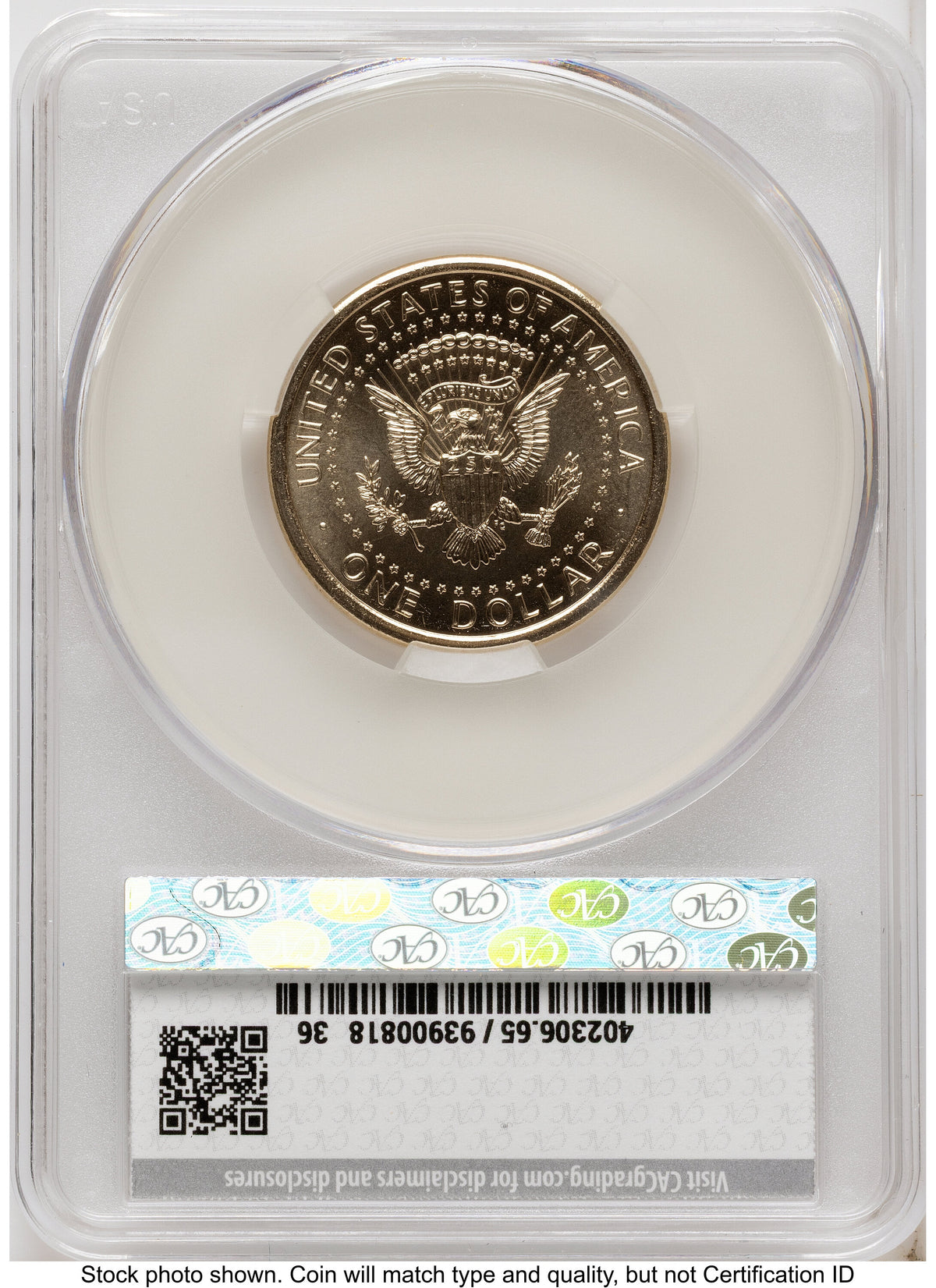 2026 Semiquincentennial President Donald J. Trump $1 (Privy Mark) First Day of Delivery America 250 Eagle with Banner Label CACG MS65