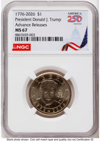 2026 Semiquincentennial President Donald J. Trump $1 AR America 250 Congress Building Label NGC MS67