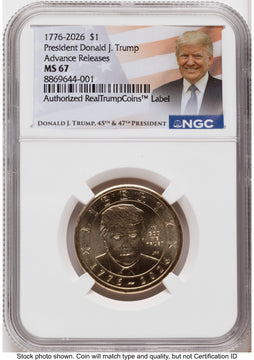 2026 Semiquincentennial President Donald J. Trump $1 AR Trump Label NGC MS67