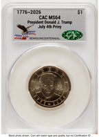 2026 Semiquincentennial President Donald J. Trump $1 (Privy Mark) America 250 Eagle with Banner Label CACG MS64