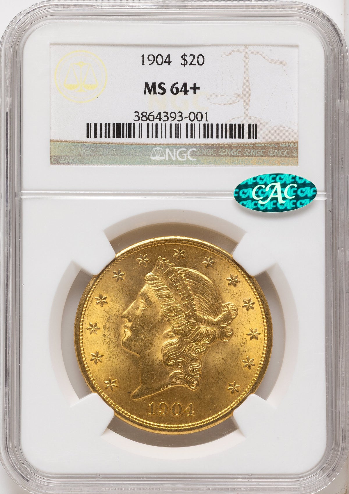 1904 $20 Liberty CAC Liberty Double Eagle NGC MS64+