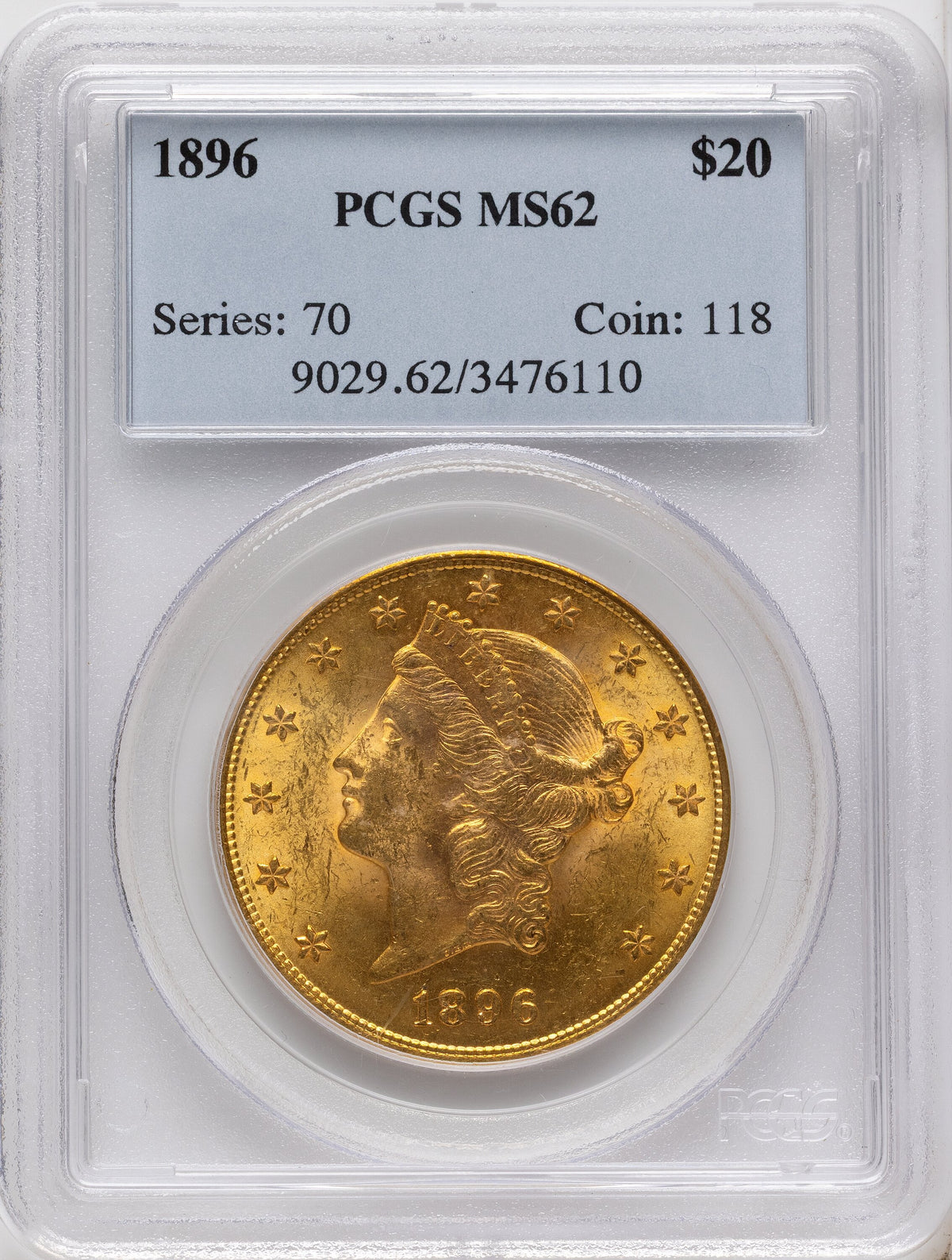 1896 $20 Liberty Double Eagle PCGS MS62