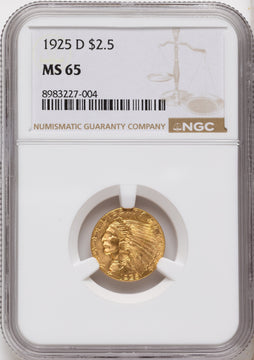 1925-D $2.50 Indian Quarter Eagle NGC MS65