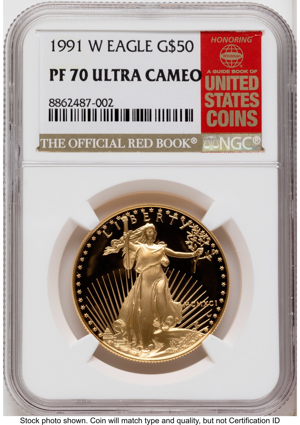 1991-W Proof Gold Eagle 1 oz Red Book NGC PF70