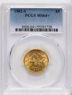 1902-S $5 Liberty Half Eagle PCGS MS64+