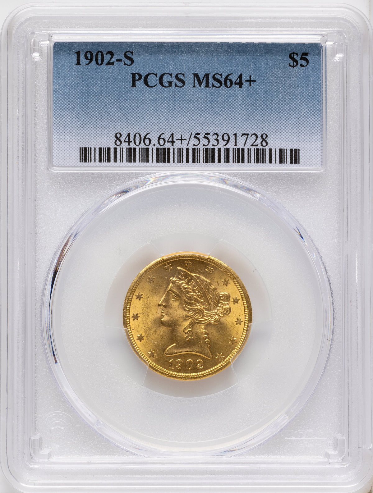 1902-S $5 Liberty Half Eagle PCGS MS64+