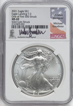 2021 Silver Eagle Type 2 At Dusk & Dawn 35th Anniversary 53nd NGC MS69 Michael Gaudioso Signed