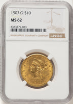 1903-O $10 Brown Label Liberty Eagle NGC MS62