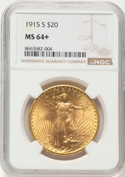1915-S $20 Saint-Gaudens Double Eagle NGC MS64+