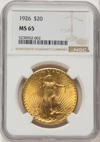 1926 $20 Saint-Gaudens Double Eagle NGC MS65
