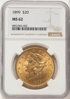 1899 $20 Liberty Double Eagle NGC MS62