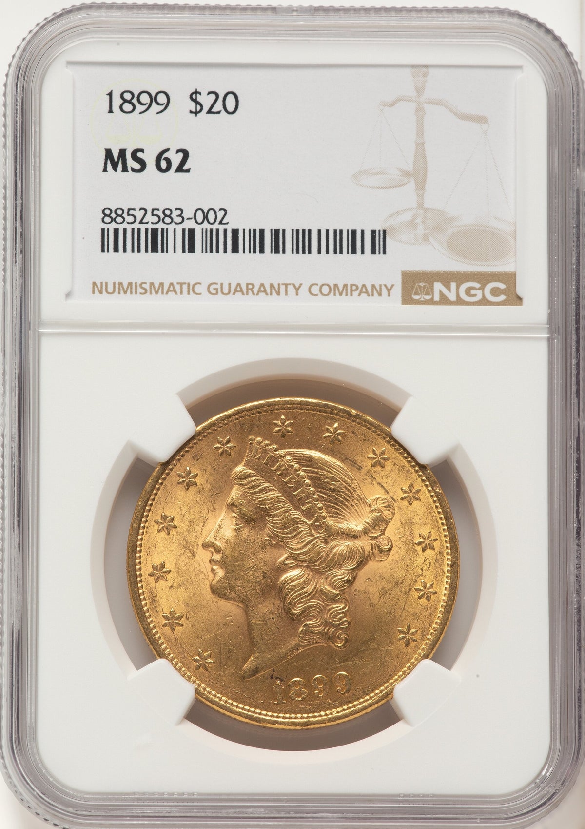 1899 $20 Liberty Double Eagle NGC MS62