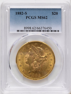 1882-S $20 Liberty Double Eagle PCGS MS62