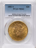 1882-S $20 Liberty Double Eagle PCGS MS62