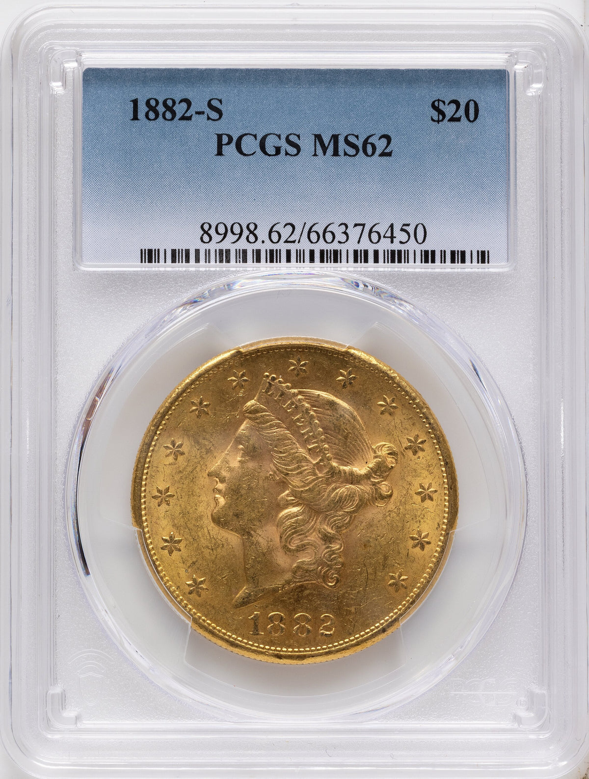 1882-S $20 Liberty Double Eagle PCGS MS62