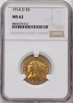 1914-D $5 Indian Half Eagle NGC MS62