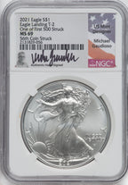 2021 Silver Eagle Type 2 At Dusk & Dawn 35th Anniversary 56th NGC MS69 Michael Gaudioso Signed