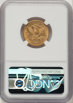 1873 $5 Closed 3 Liberty Half Eagle NGC AU55