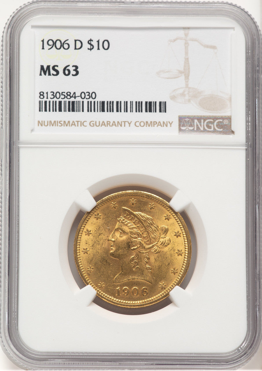 1906-D $10 Liberty Eagle NGC MS63