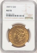 1869-S $20 Liberty Double Eagle NGC AU55 (572285036)