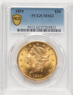 1890 $20 Liberty Double Eagle PCGS MS62