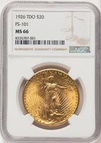 1926 $20 Tripled Die Obverse FS-101 Saint-Gaudens Double Eagle NGC MS66