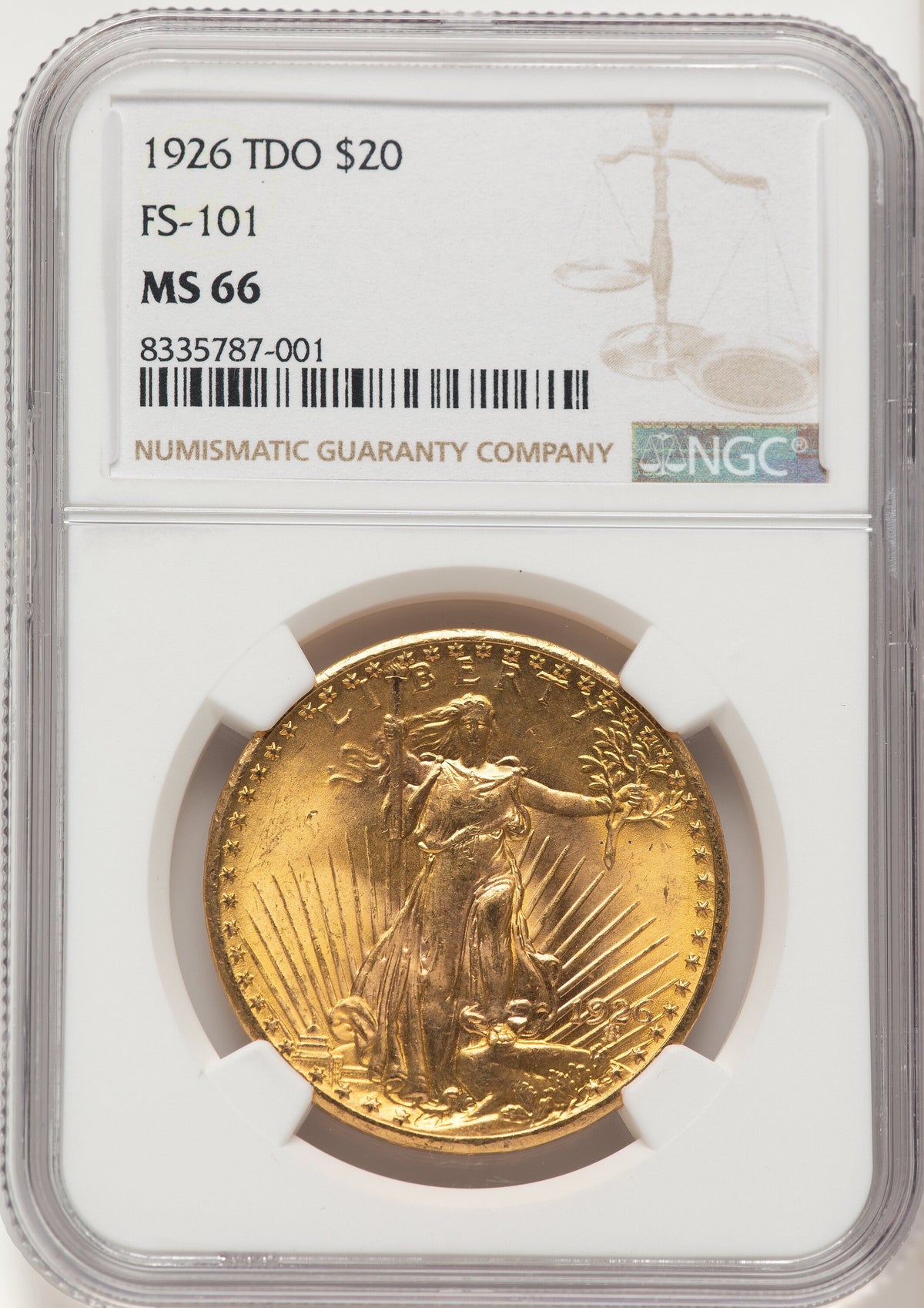 1926 $20 Tripled Die Obverse FS-101 Saint-Gaudens Double Eagle NGC MS66