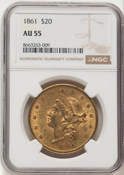 1861 $20 Liberty Double Eagle NGC AU55 (572523001)