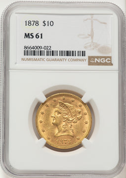 1878 $10 Liberty Eagle NGC MS61