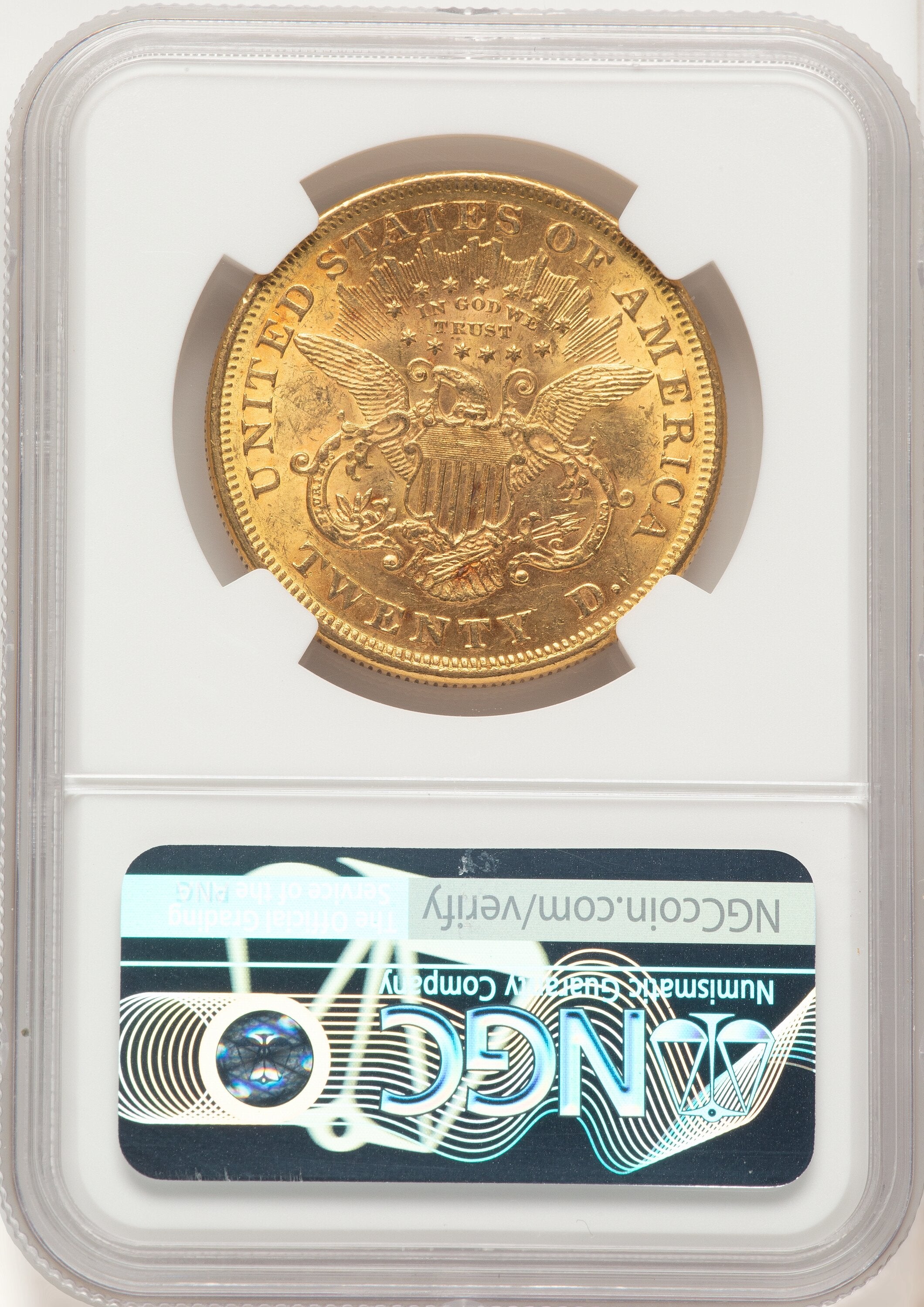 1875 $20 Liberty Double Eagle NGC AU58