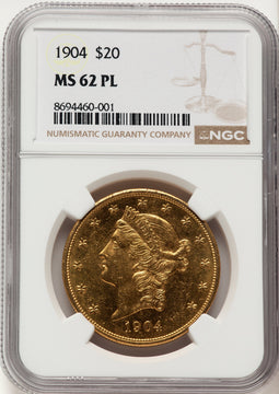 1904 $20 PL Liberty Double Eagle NGC MS62