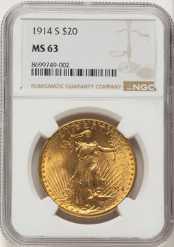 1914-S $20 Saint-Gaudens Double Eagle NGC MS63